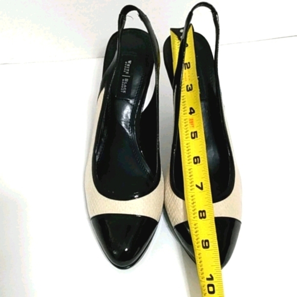 Elegant Black and Cream Women's Slingback Heels - Picture 14 of 15